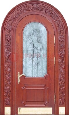 Толстая металлическая арочная дверь со стеклом ДА-20 в Апрелевке
