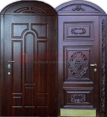 Стильная железная арочная дверь с декоративным элементом ДА-24 в Апрелевке