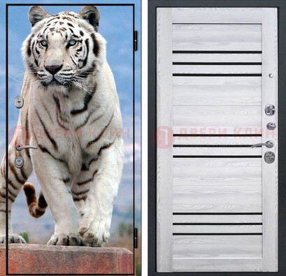 Стальная дверь с фотопечатью тигра ДФ-12 в Апрелевке