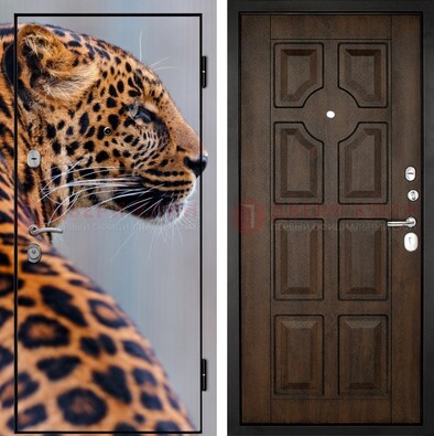 Металлическая дверь с фотопечатью леопарда ДФ-26 в Апрелевке