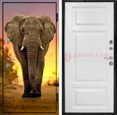 Металлическая дверь с фотопечатью слона ДФ-30 в Апрелевке