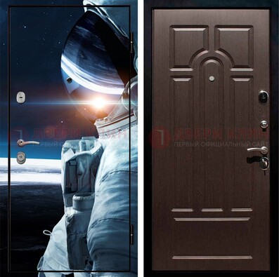 Стальная дверь с фотопечатью космонавта ДФ-4 в Апрелевке
