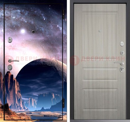 Железная дверь с фотопечатью космоса и планеты ДФ-50 в Апрелевке