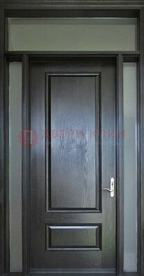Черная металлическая дверь с фрамугами и стеклом ДФГ-24 в Апрелевке