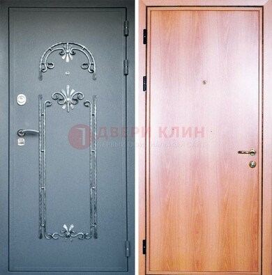Железная дверь с ковкой ламинат внутри ДК-11 в квартиру в Апрелевке