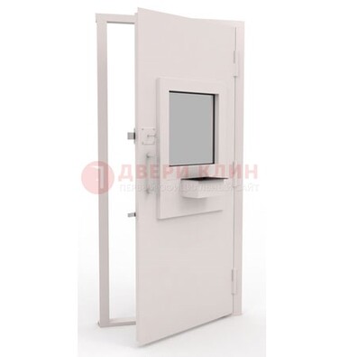 Белая металлическая дверь в кассу с нитроэмалью ДКС-4 в Апрелевке