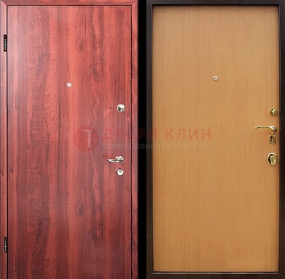 Красная железная дверь с ламинатом ДЛ-3 в Апрелевке