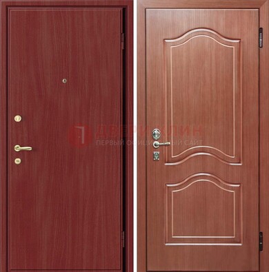 Красная металлическая дверь с ламинатом МДФ внутри ДЛ-8 в Апрелевке