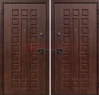 Коричневая железная дверь с МДФ снаружи ДМ-113 в Апрелевке
