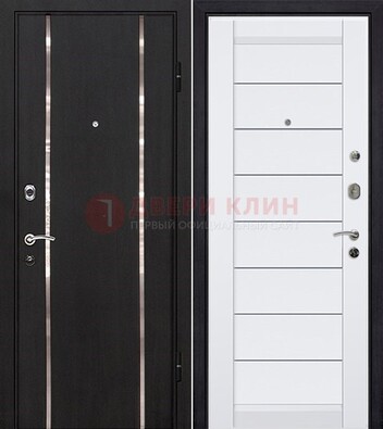 Черная входная дверь с МДФ и декоративными вставками ДМ-143 в Апрелевке