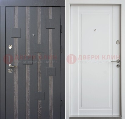 Темная металлическая дверь c белом МДФ внутри ДМ-231 в Апрелевке