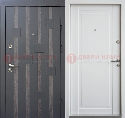 Темная металлическая дверь c белом МДФ внутри ДМ-231 в Апрелевке