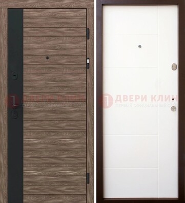 Коричневая входная дверь с черной вставкой МДФ ДМ-239 в Апрелевке