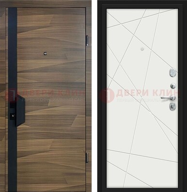 Стальная коричневая дверь МДФ c черной вставкой ДМ-267 в Апрелевке