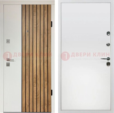 Белая с коричневой вставкой филенчатая дверь МДФ ДМ-278 в Апрелевке