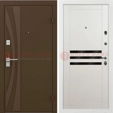 Стальная коричневая дверь с МДФ панелями ДМ-293 в Апрелевке