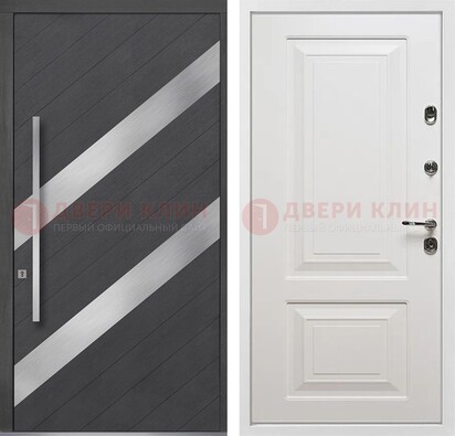 Серая входная дверь МДФ с металлическими вставками ДМ-325 в Апрелевке