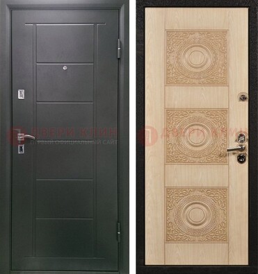 Темная железная дверь с МДФ в квартиру ДМ-344 в Апрелевке