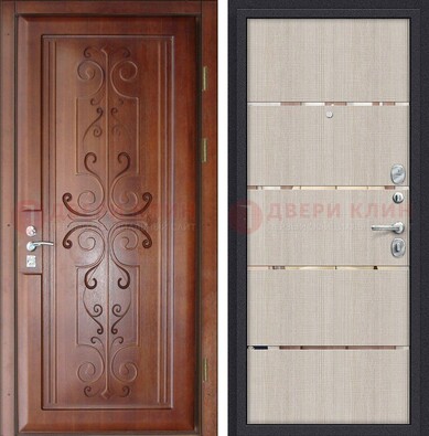 Металлическая дверь с панелями МДФ и вставками ДМ-358 в Апрелевке