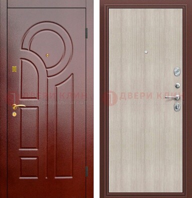 Красная металлическая дверь с МДФ панелями ДМ-368 в Апрелевке