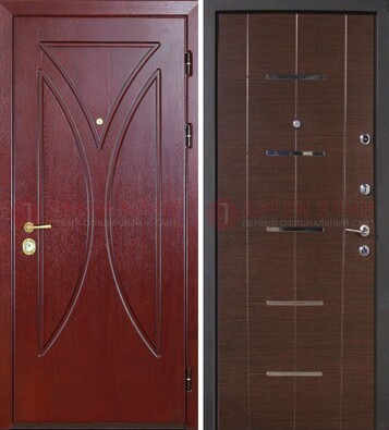 Темно-красная железная дверь с МДФ ДМ-370 в Апрелевке