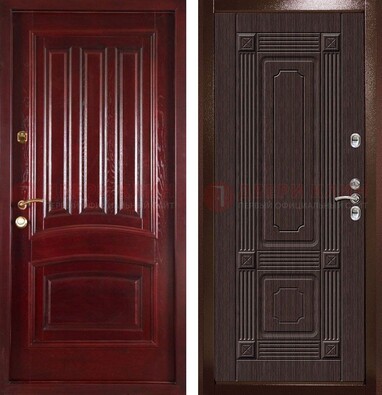 Красная стальная дверь с филенчатой МДФ ДМ-398 в Апрелевке