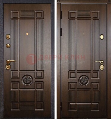 Квартирная коричневая железная дверь с МДФ ДМ-45 в Апрелевке