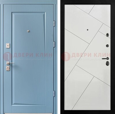 Синяя железная дверь с МДФ панелями ДМ-491 в Апрелевке