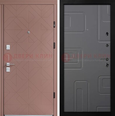 Красная стальная дверь в квартиру с МДФ хайтек ДМ-493 в Апрелевке