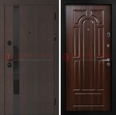 Темная входная дверь с МДФ панелями в квартиру ДМ-499 в Апрелевке