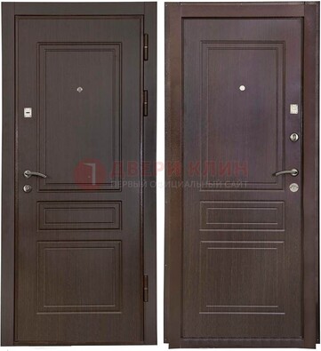 Антивандальная коричневая железная дверь с МДФ ДМ-61 в Апрелевке