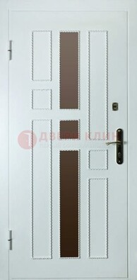 Белая стальная дверь с МДФ и декоративными вставками ДМ-62 в Апрелевке