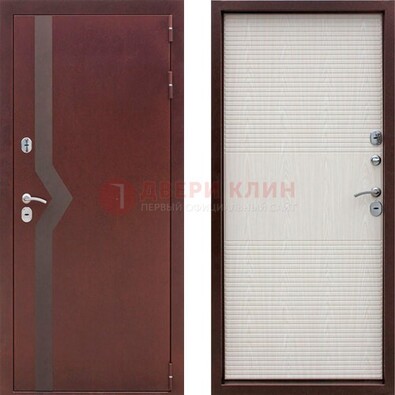Бордовая металлическая дверь с порошковым напылением ДП-100 в Красногорске