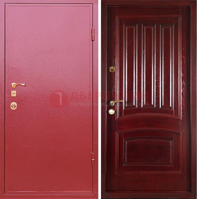 Красная металлическая дверь с порошковым напылением ДП-165 в Апрелевке