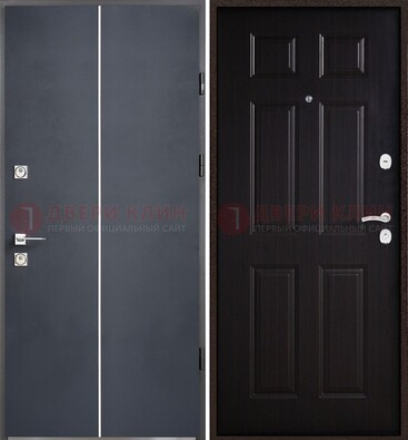 Железная дверь с порошковым покрытием и отделкой Темный орех внутри ДП-211 в Апрелевке