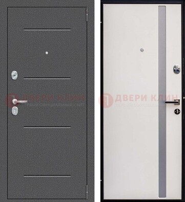 Железная дверь с порошковым напылением и белой МДФ ДП-212 в Апрелевке