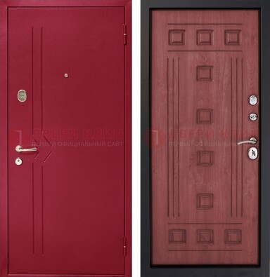 Красная железная дверь с порошковым напылением ДП-242 в Апрелевке