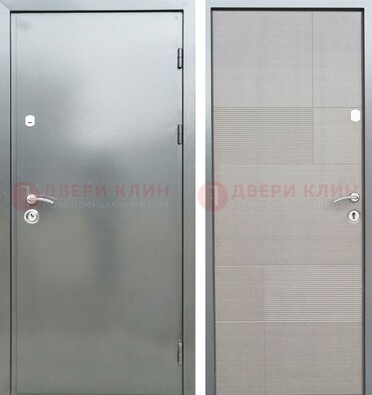 Металлическая серая дверь с порошковым покрытием и серым МДФ внутри ДП-250 в Апрелевке