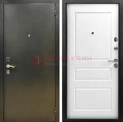Входная дверь Темное серебро с порошковым напылением и белой МДФ ДП-272 в Апрелевке