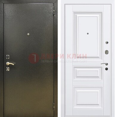 Железная темно-серая дверь с порошковым напылением и белой МДФ ДП-274 в Апрелевке