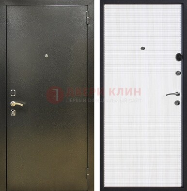 Стальная темно-серая дверь с порошковой отделкой и МДФ Белый ясень ДП-279 в Апрелевке