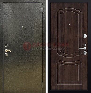 Темно-серая железная дверь с порошковым покрытием и коричневой МДФ ДП-288 в Апрелевке