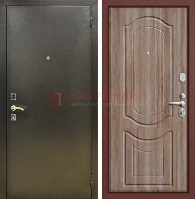 Темно-серая входная дверь с порошковым покрытием и коричневая МДФ ДП-290 в Апрелевке