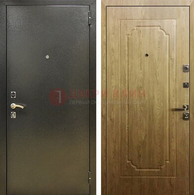 Темно-серая входная дверь с порошковым покрытием и МДФ Золотой дуб ДП-291 в Апрелевке