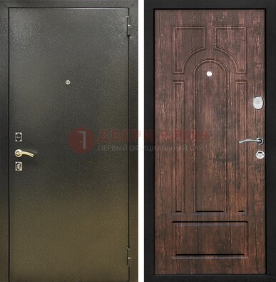 Темно-серая металлическая дверь с порошковым покрытием и МДФ коричневая ДП-292 в Апрелевке