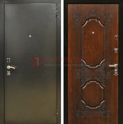Входная дверь Темное серебро с порошковым покрытием и МДФ с узором ДП-293 в Апрелевке