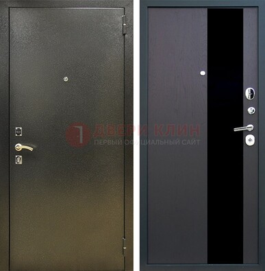 Входная темная дверь с порошковым покрытием и МДФ со стеклом ДП-294 в Апрелевке