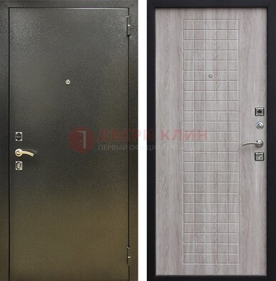 Железная темная дверь с порошковым покрытием и филенчатой МДФ ДП-297 в Апрелевке
