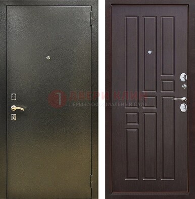 Входная темно-серая дверь с порошковым напылением и коричневой МДФ ДП-301 в Апрелевке