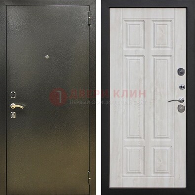 Входная темно-серая дверь с порошковым напылением и МДФ с филенкой ДП-302 в Апрелевке